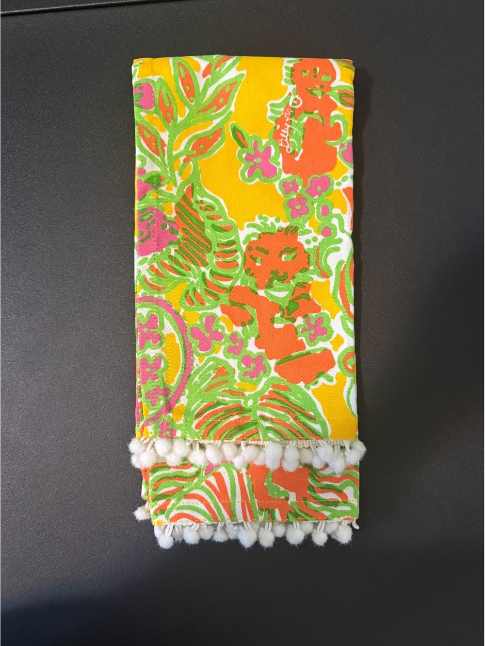 Lilly Pulitzer Colorful Floral with Pom Pom Trim